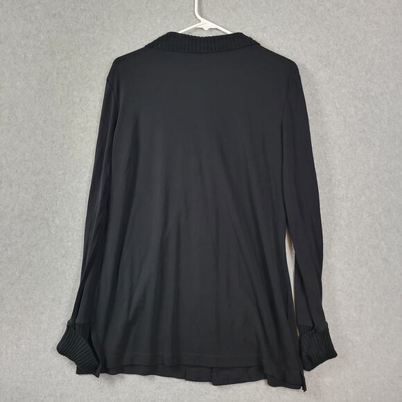 Vintage J. Jill Black LS Button Up Rayon Blouse Women's Large Stretch - Picture 6 of 11